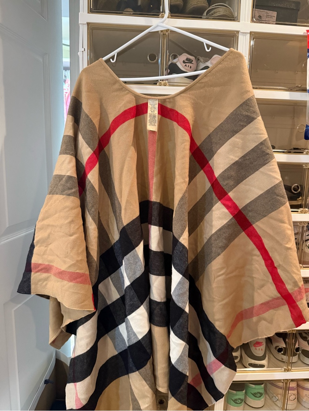 Burberry Beige and Red Plaid Scarf
